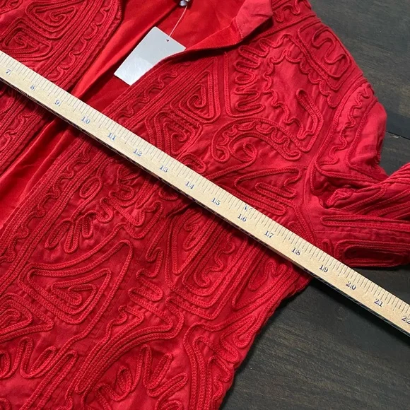 Chico's Red Textured Women's Jacket - Picture 4 of 6